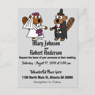 Funny Beaver Brie and Groom Wedding Einladung