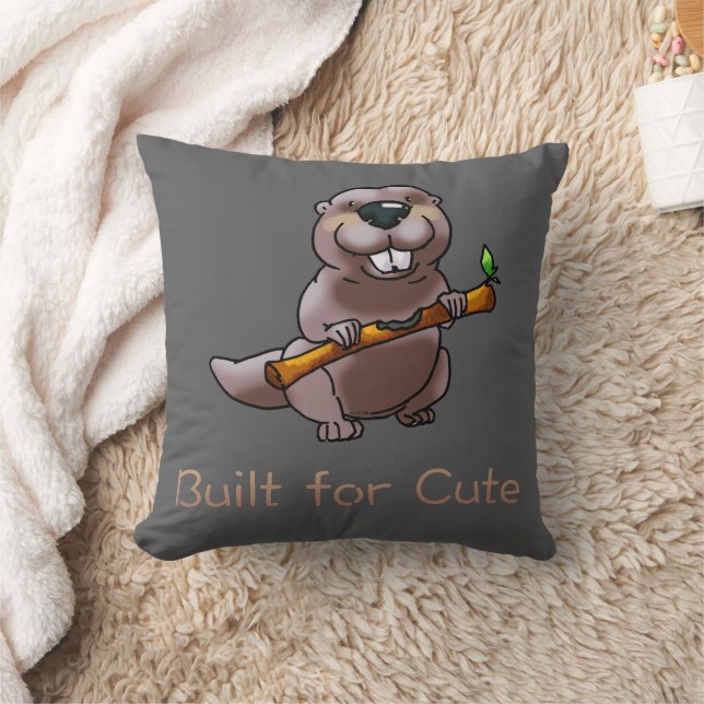 Funny Beaver Cartoon – Built for Cute Kissen (Decke)