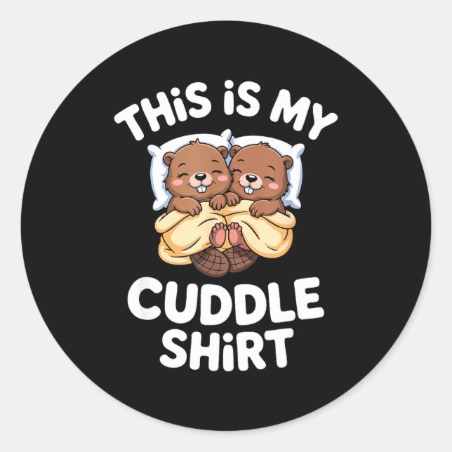Funny Beaver Couple This Is My Cuddle  Runder Aufkleber (Vorderseite)
