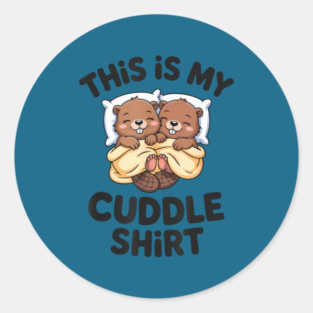 Funny Beaver Couple This Is My Cuddle  Runder Aufkleber (Vorderseite)
