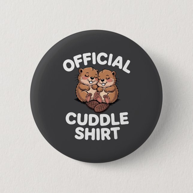Funny Beavers Hugging Cuddle  Button (Vorderseite)