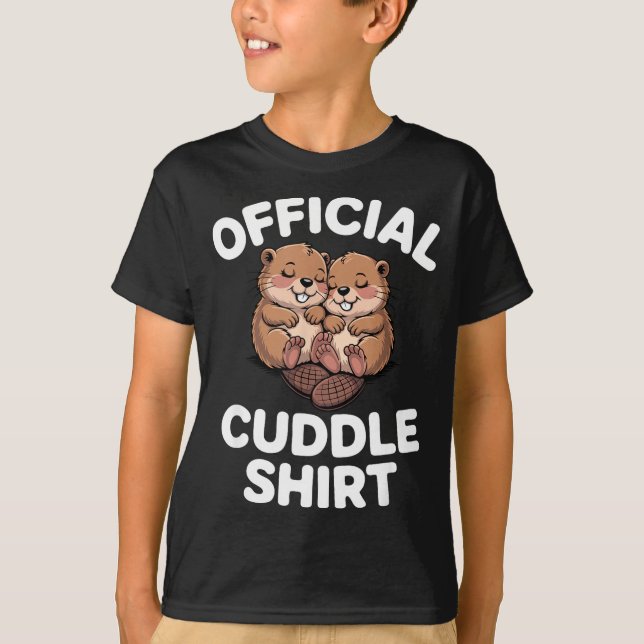 Funny Beavers Hugging Cuddle  T-Shirt (Vorderseite)