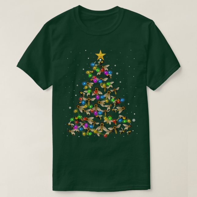 Funny Bee Christmas Tree Bee Christmas Lover T-Shirt (Design vorne)