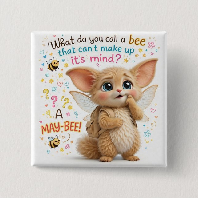 Funny Bee Dad Joke Button (Vorderseite)