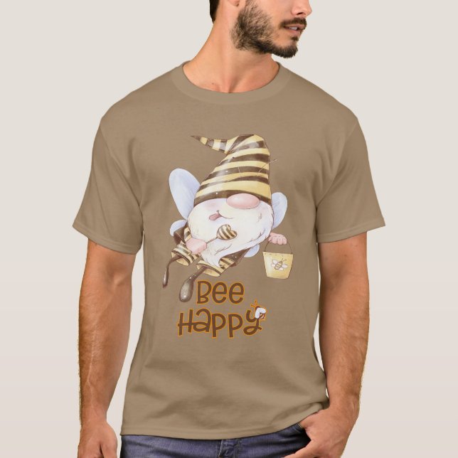 Funny Bee Gnome mit Pail of Honey T-Shirt (Vorderseite)