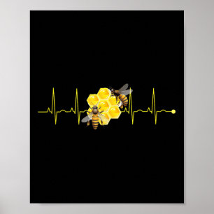 Funny Bee Heartbeat Natur Buzzing Insect Lov Poster
