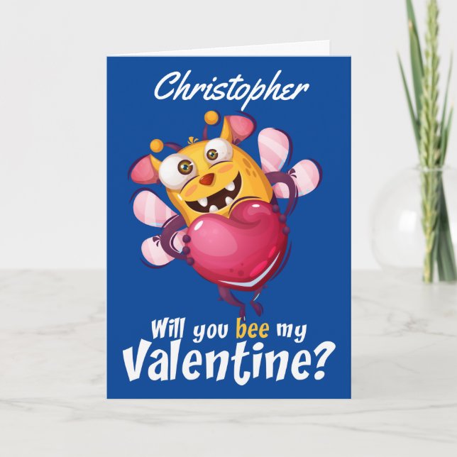 Funny Bee My Valentine Karte (Vorderseite)