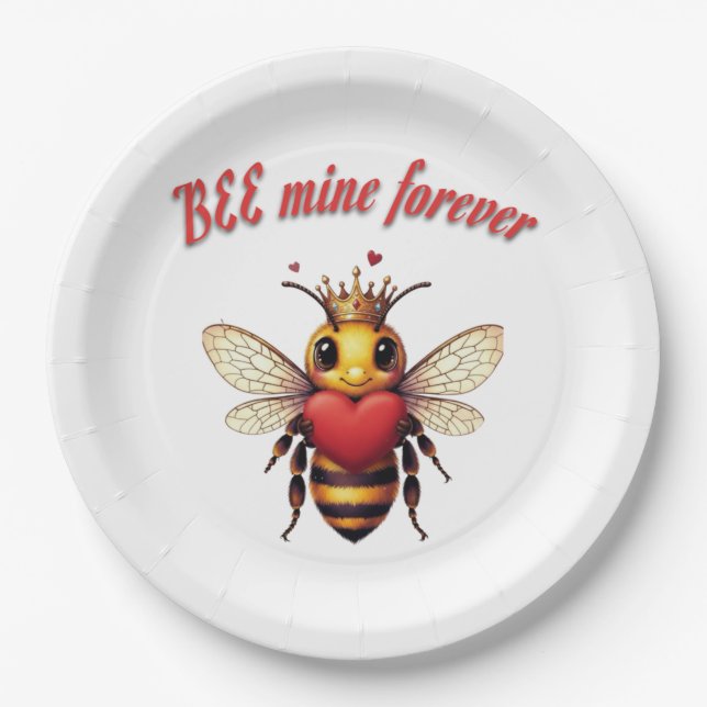 Funny Bee Pun Valentine  Pappteller (Vorderseite)