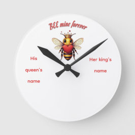 Funny Bee Pun Valentine  Runde Wanduhr