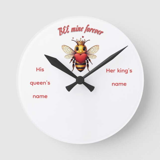 Funny Bee Pun Valentine  Runde Wanduhr (Vorderseite)