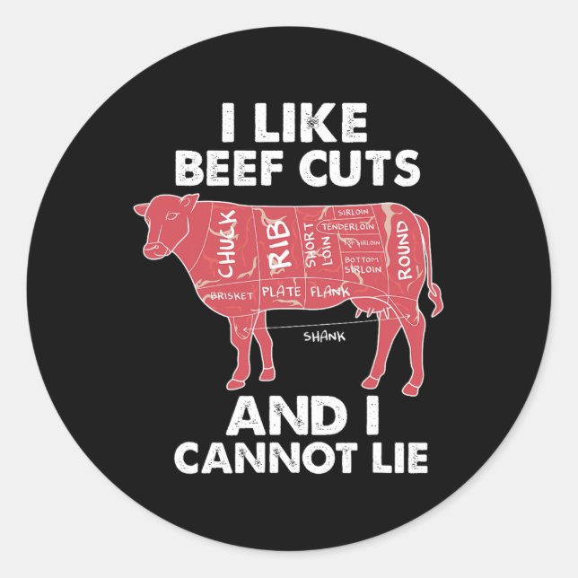 Funny Beef Cuts Chart I Grillen Butcher Runder Aufkleber (Vorderseite)