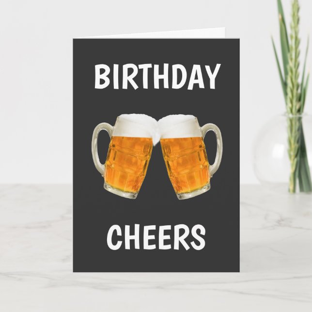 Funny Beer Cheers Birthday Karte (Vorderseite)