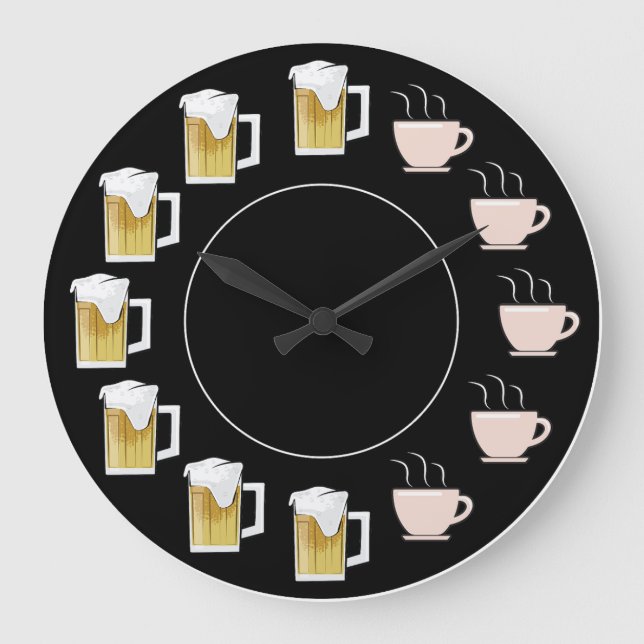 Funny Beer & Coffee Clock  Große Wanduhr (Vorderseite)