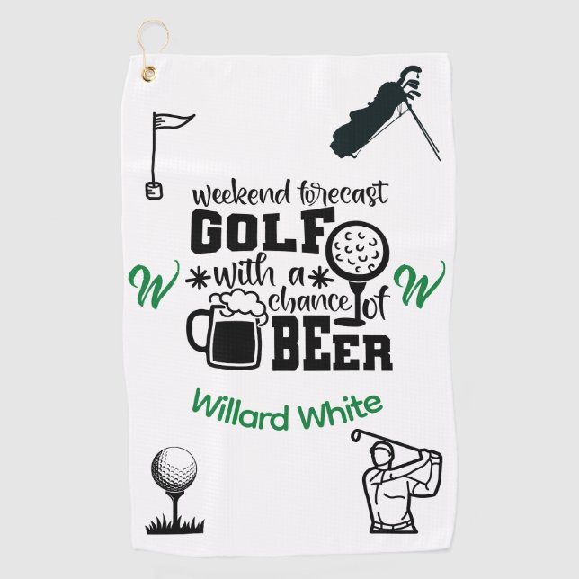 Funny Beer Drinking Monogram mit der Bezeichnung Golfhandtuch (Vorderseite)