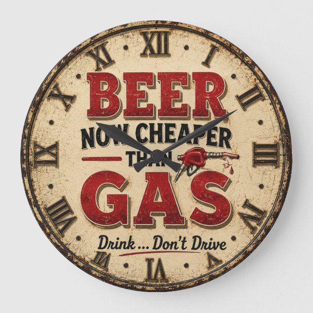 Funny Beer Garage Decor  Große Wanduhr (Vorderseite)