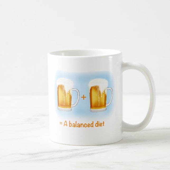 Funny Beer Geschenke - zwei Biere ist eine ausgewo Kaffeetasse (Rechts)