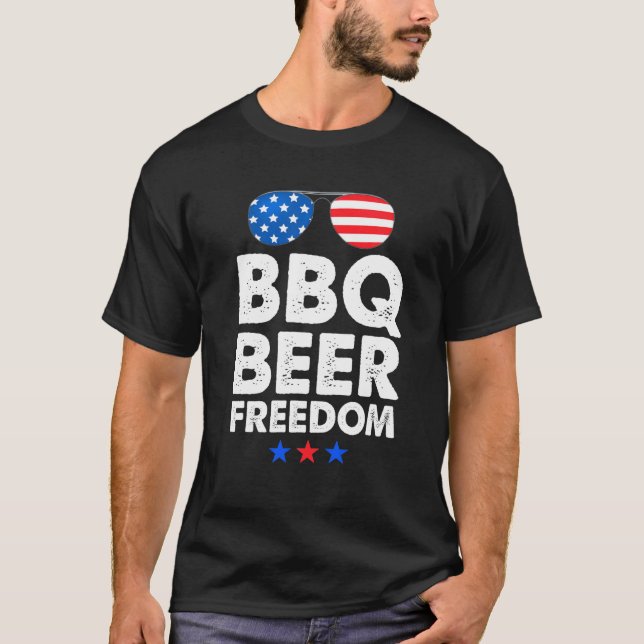 Funny Beer GRILLEN Freedom Tee Shirt Men American  (Vorderseite)