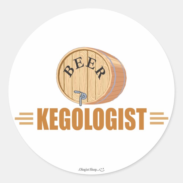 Funny Beer Keg Runder Aufkleber (Vorderseite)