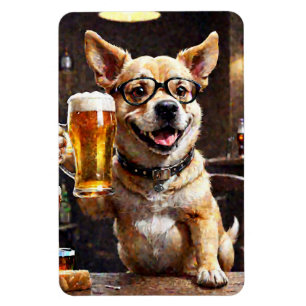Funny Beer Lover Dog Beer Kühlschrankmagnet Magnet