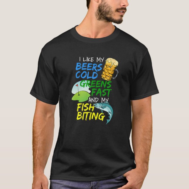 Funny Beer Lover Fisherman Fishing Golf Pl T-Shirt (Vorderseite)