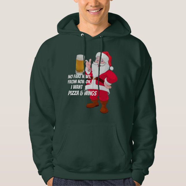 Funny Beer Lover Santa Fake News Hoodie (Vorderseite)