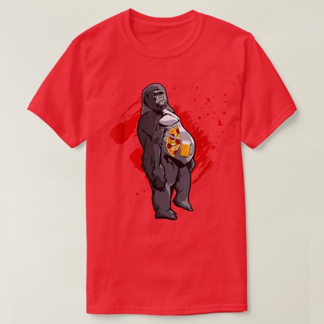 Funny Beer Pizza Monkey  T-Shirt (Design vorne)