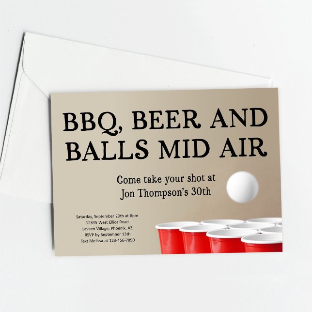 Funny Beer Pong BBQ Birthday Bachelor Party Einladung (Von Creator hochgeladen)