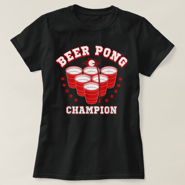 Funny Beer Pong Champion T - Shirt (Design vorne)