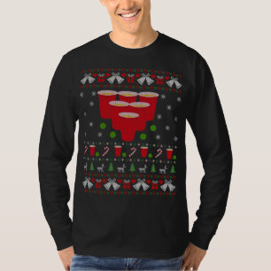 Funny Beer Pong Game Ugly Christmas Sweater Gesche T-Shirt