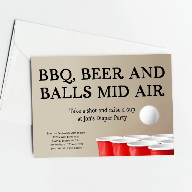 Funny Beer Pong GRILLEN Diaper Party Einladung (Von Creator hochgeladen)