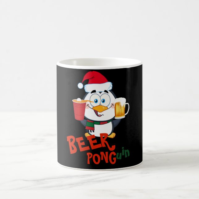 FUNNY BEER PONG Penguin Weihnachten Tasse (Mittel)