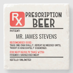 Funny Beer Prescript Personalisierter Name Steinuntersetzer