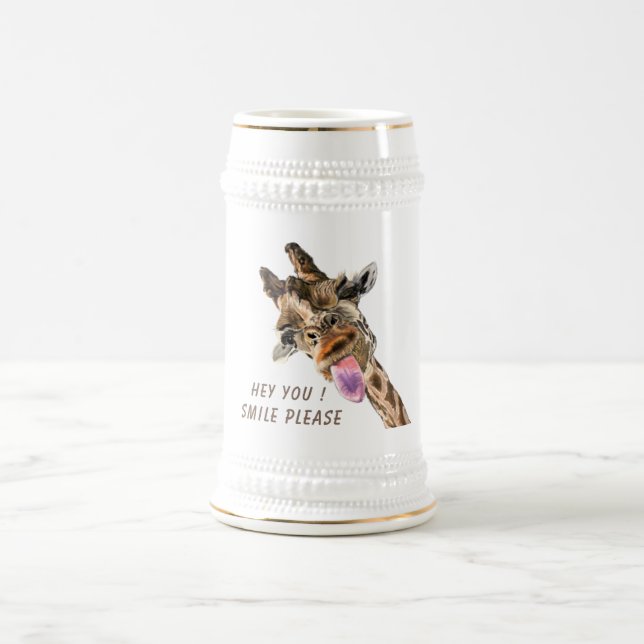 Funny Beer Stein mit spielerischer Giraffe - Läche Bierglas (Mittel)