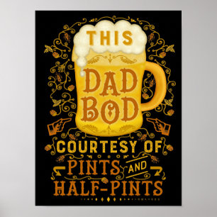 Funny Beer Vater Bod Fathers Humorvolle Antike Poster