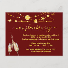 Funny Beer Wedding Postponement Ankündigung Postc Postkarte