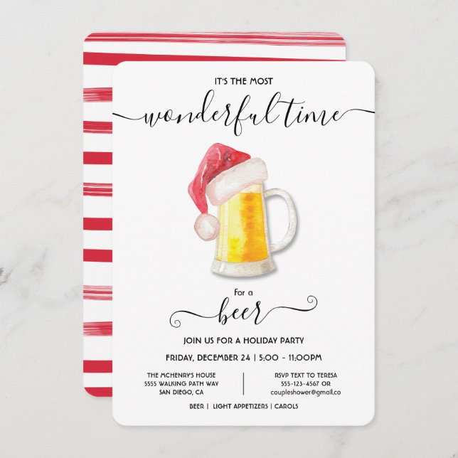 Funny Beer Weihnachtsfeier Einladung (Vorne/Hinten)
