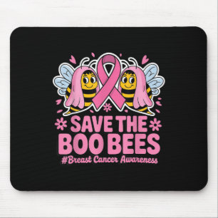 Funny Bees Ghost Boo Breast Cancer Awareness Pink Mousepad