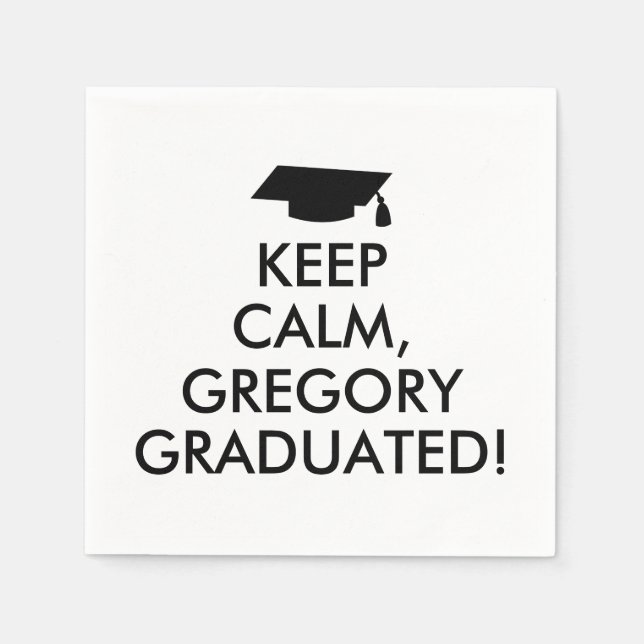 Funny Behalten Calm Napkins Graduation Cap Ihr Nam Serviette (Vorderseite)