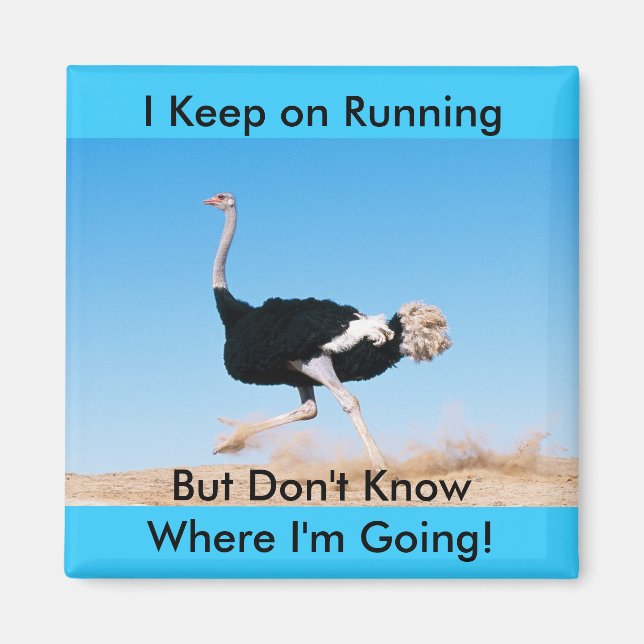 Funny Behielt auf Running Ostrich Foto Magnet (Vorne)