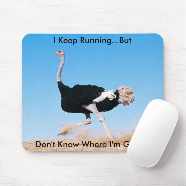 Funny Behielt auf Running Ostrich Foto Mousepad (Mit Mouse)