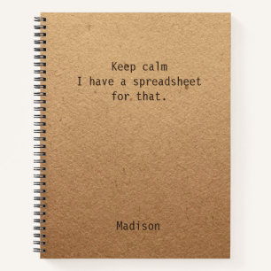 Funny Behielt Calm Spreadsheet Personalisiert Offi Notizbuch