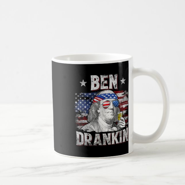 Funny Ben Drankin 4. Juli US-Flagge Männer Drinkin Kaffeetasse (Rechts)