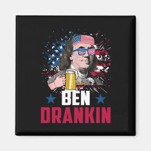Funny Ben Drankin 4. Juli US-Flagge Männer Drinkin Magnet