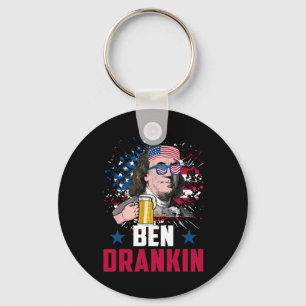 Funny Ben Drankin 4. Juli US-Flagge Männer Drinkin Schlüsselanhänger