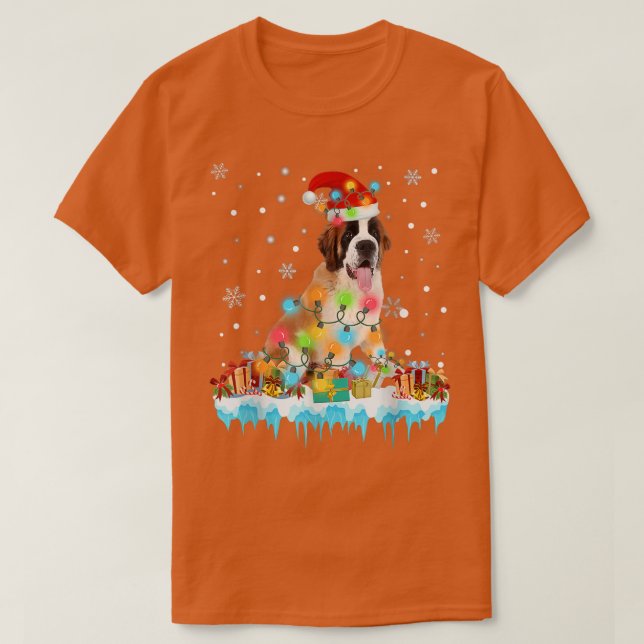 Funny Bernard Dog Tree Weihnachtsbeleuchtung Weihn T-Shirt (Design vorne)