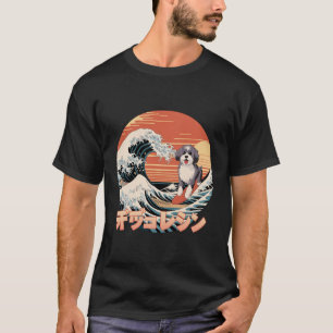 Funny Bernedoodle Dog Japanisch Kanagawa Wave T-Shirt
