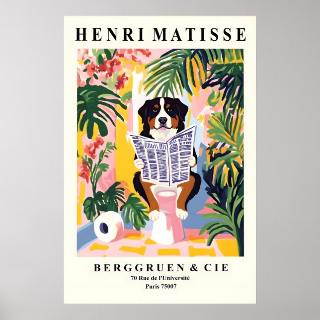 Funny Bernese Mountain Dog Art - Matisse Style Poster (Vorne)