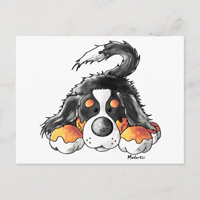 Funny Bernese Mountain Dog Cartoon Postkarte (Vorderseite)