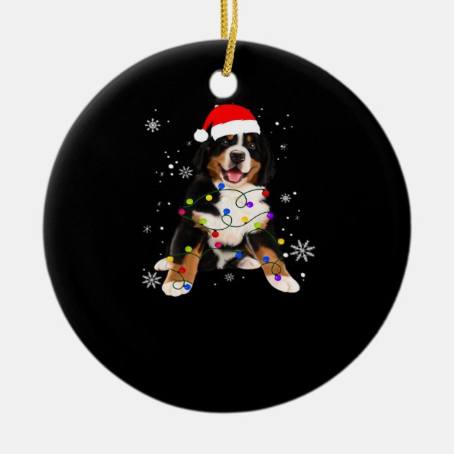 Funny Bernese Mountain Dog Lights Christmas Matchi Keramik Ornament (Vorne)