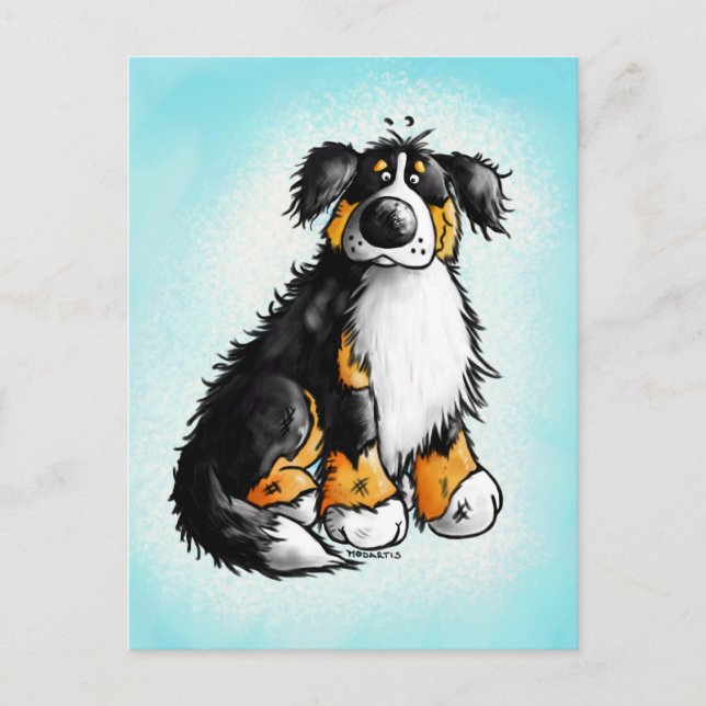 Funny Bernese Mountain Hund Cartoon Postcard Postkarte (Vorderseite)